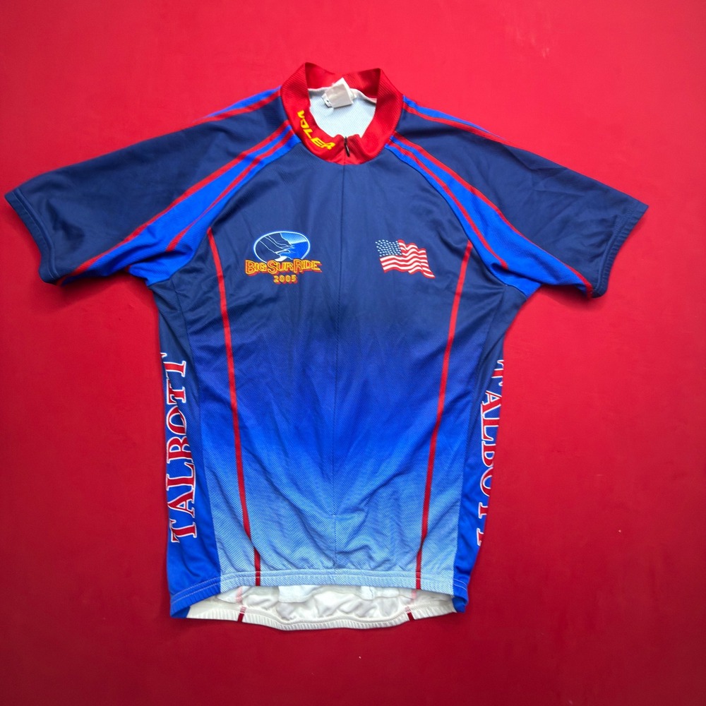 VINTAGE Voler Big Sur Ride 05 Cycling Jersey Men L Blue Red USA Made Quarter Zip